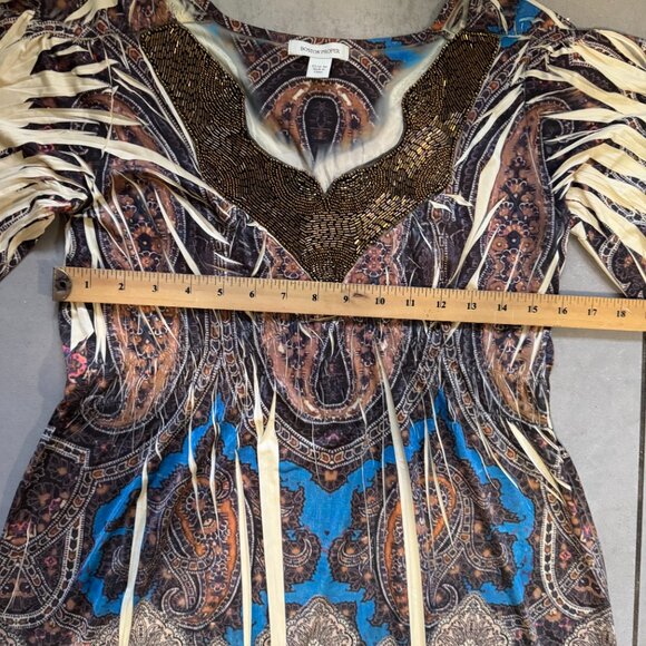 Boston Proper Boho Beaded Dress Multicolor Size M - Picture 6 of 11